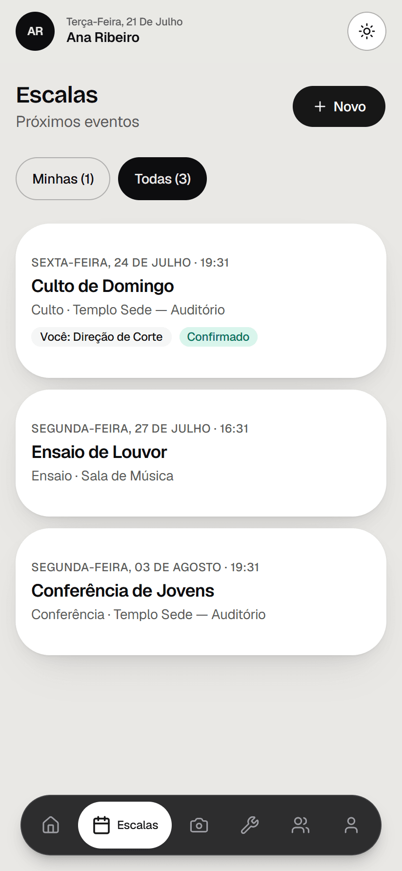 Lista de escalas do culto